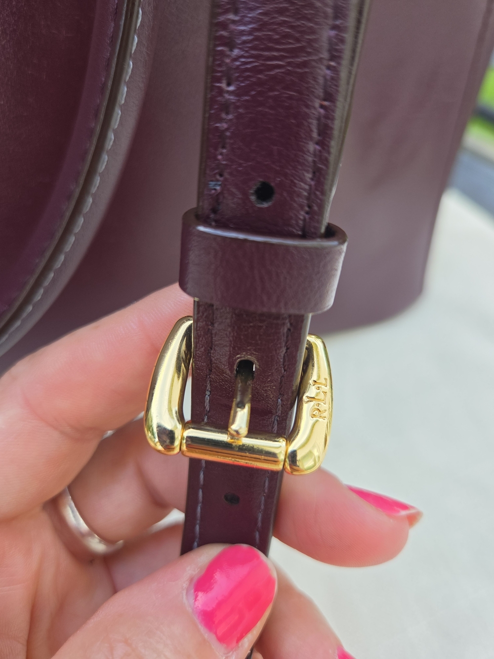 Lauren Ralph Lauren Burgundy Double Zip Leather Satchel with Gold Hardware - Picture 5 of 15